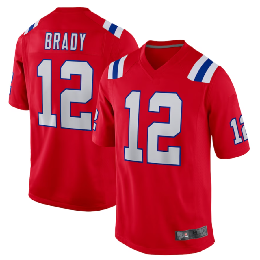Friene NE.Patriots  #12 Tom Brady Player Red Game Stitched Jerseys