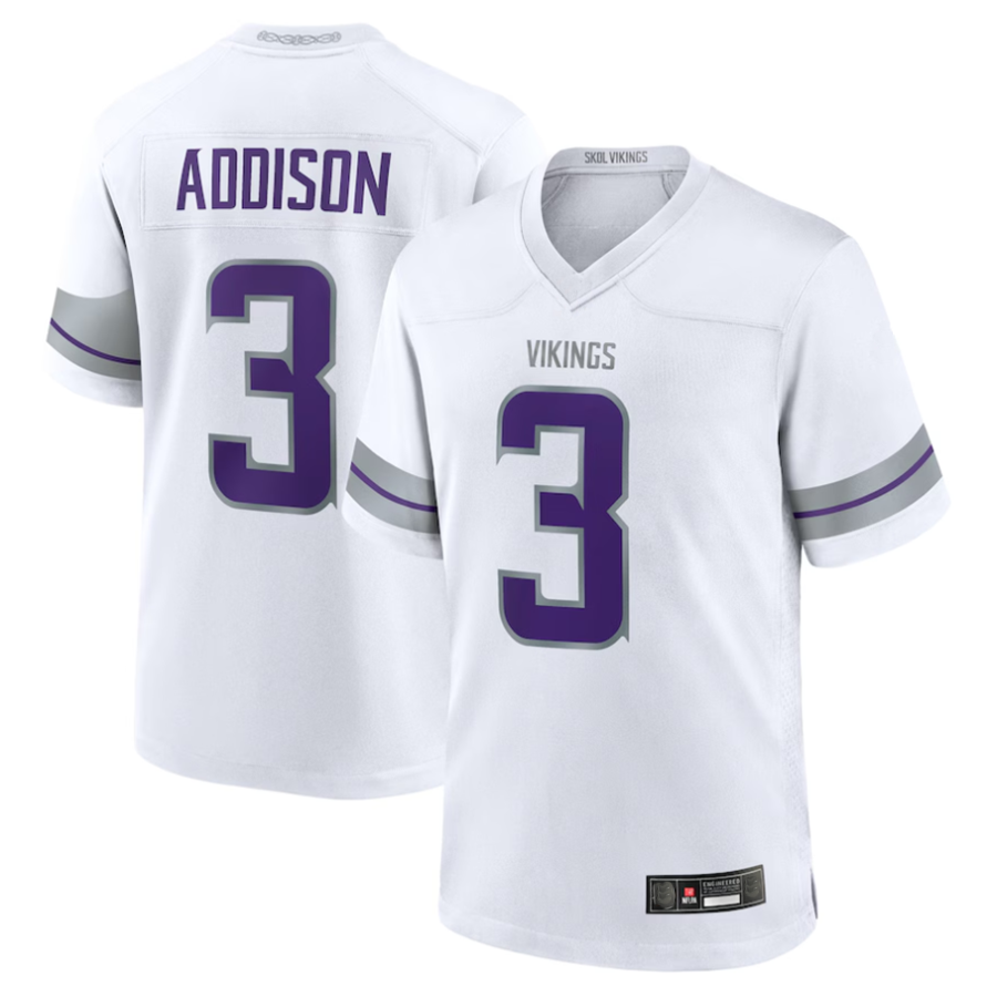 Friene MN.Vikings #3 Jordan Addison Player White Alternate Game Stitched Jerseys