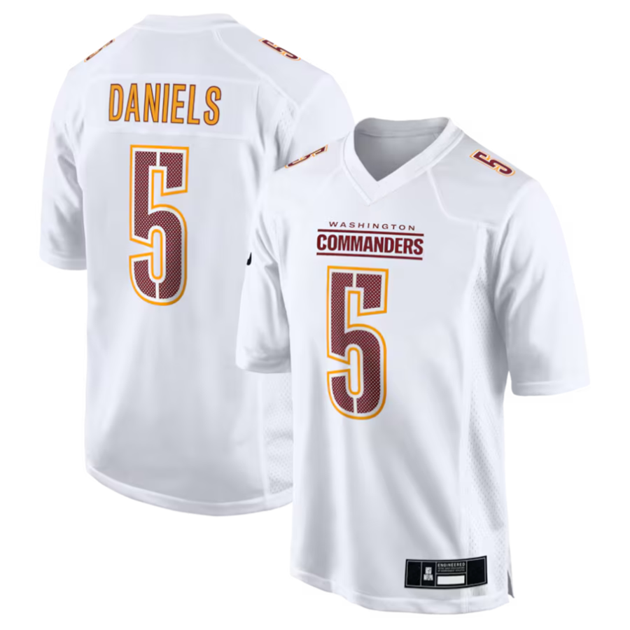Friene W.Commanders #5 Jayden Daniels Player Tundra White Fashion Stitched Jerseys