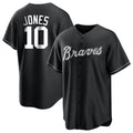 Friene A.Braves #10 Chipper Jones Player Black Home Game Stitched Jerseys