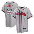 Friene A.Braves #10 Chipper Jones Player Gray USA 250 Fourth Of July Limited Home Game Stitched Jerseys
