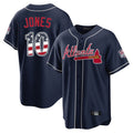 Friene A.Braves #10 Chipper Jones Player Navy USA 250 Fourth Of July Limited Home Game Stitched Jerseys