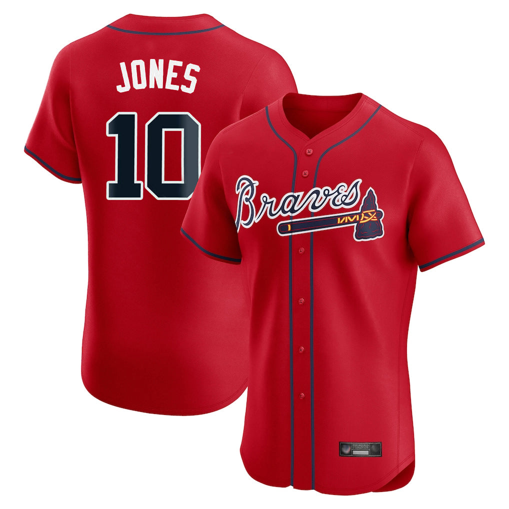 Friene A.Braves #10 Chipper Jones Player Red Limited Elite Home Game Stitched Jerseys