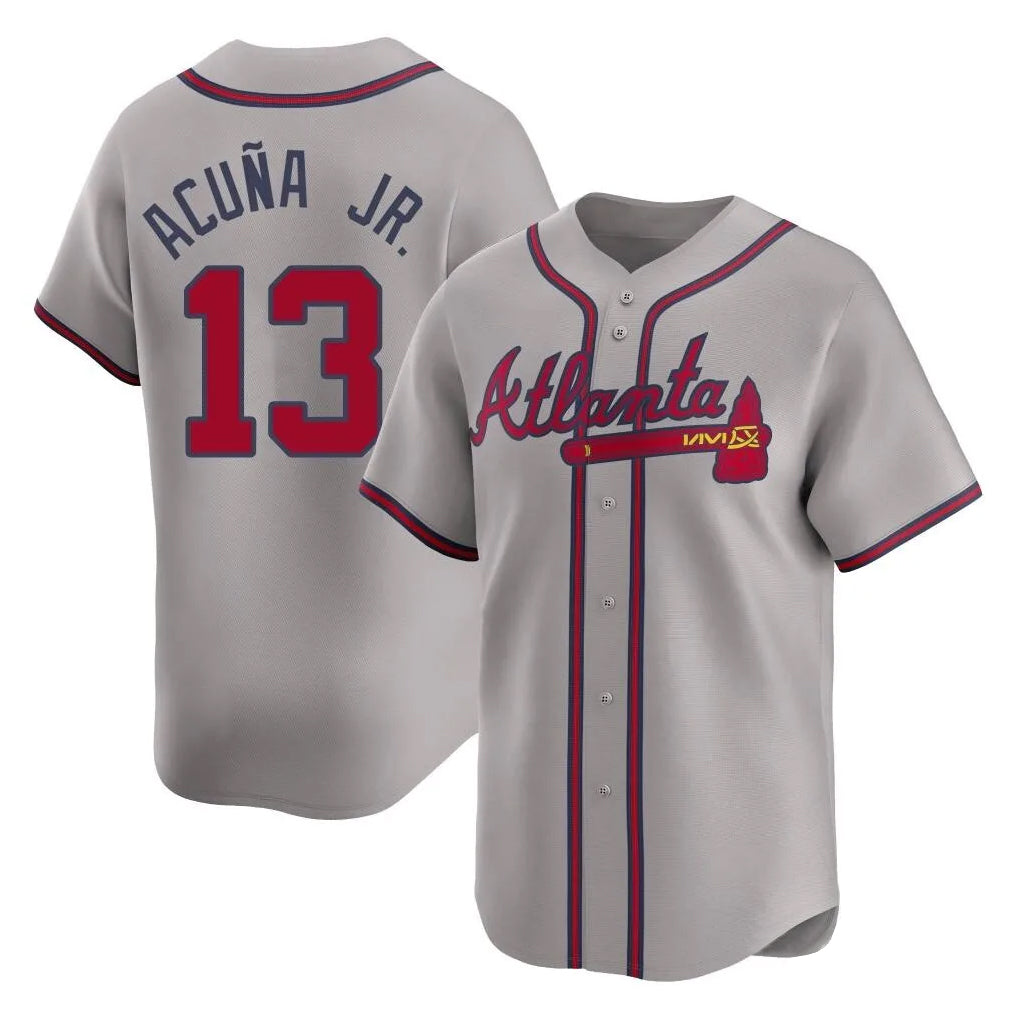 Friene A.Braves #13 Ronald Acuna Jr Player Gray Limited Home Game Stitched Jerseys