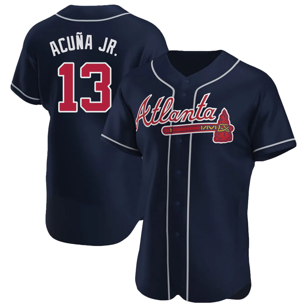 Friene A.Braves #13 Ronald Acuna Jr Player Navy Limited Elite Home Game Stitched Jerseys