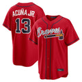 Friene A.Braves #13 Ronald Acuna Jr Player Red Home Game Stitched Jerseys