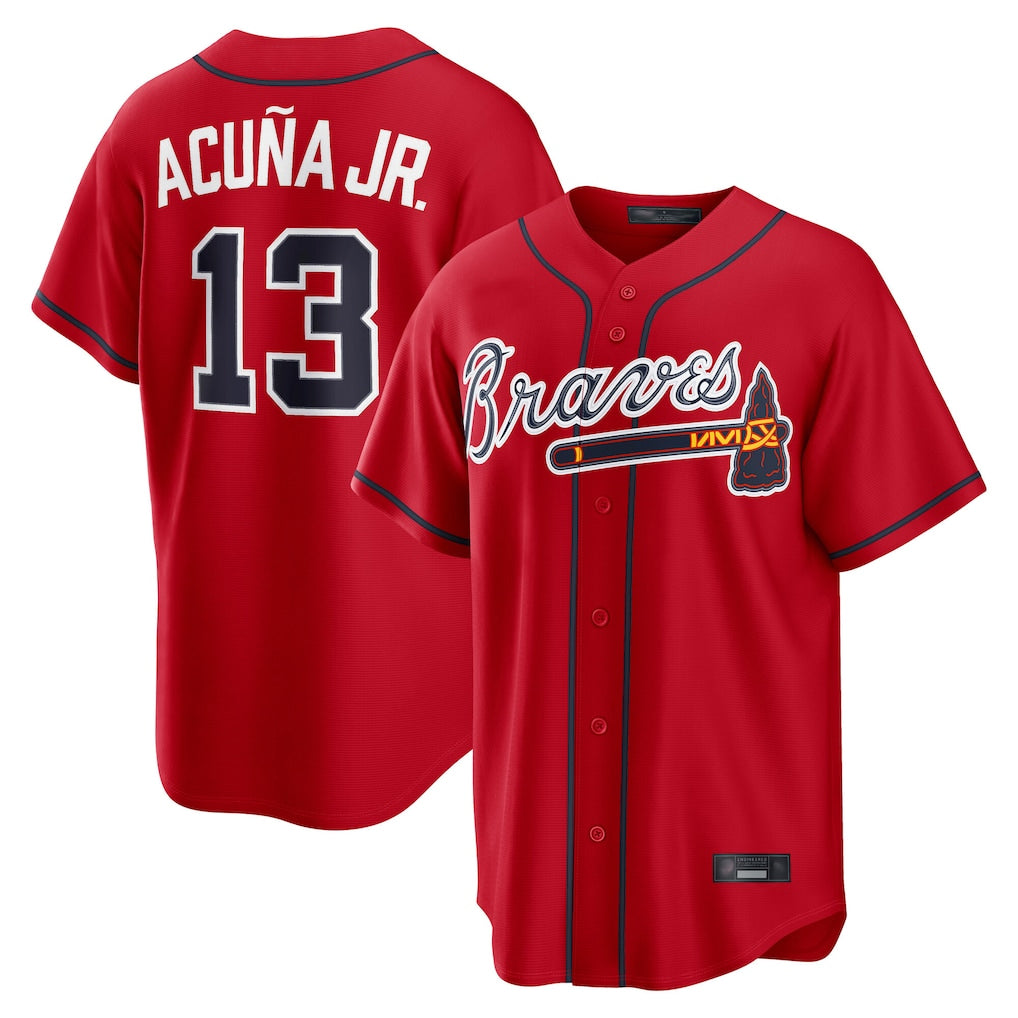 Friene A.Braves #13 Ronald Acuna Jr Player Red Home Game Stitched Jerseys