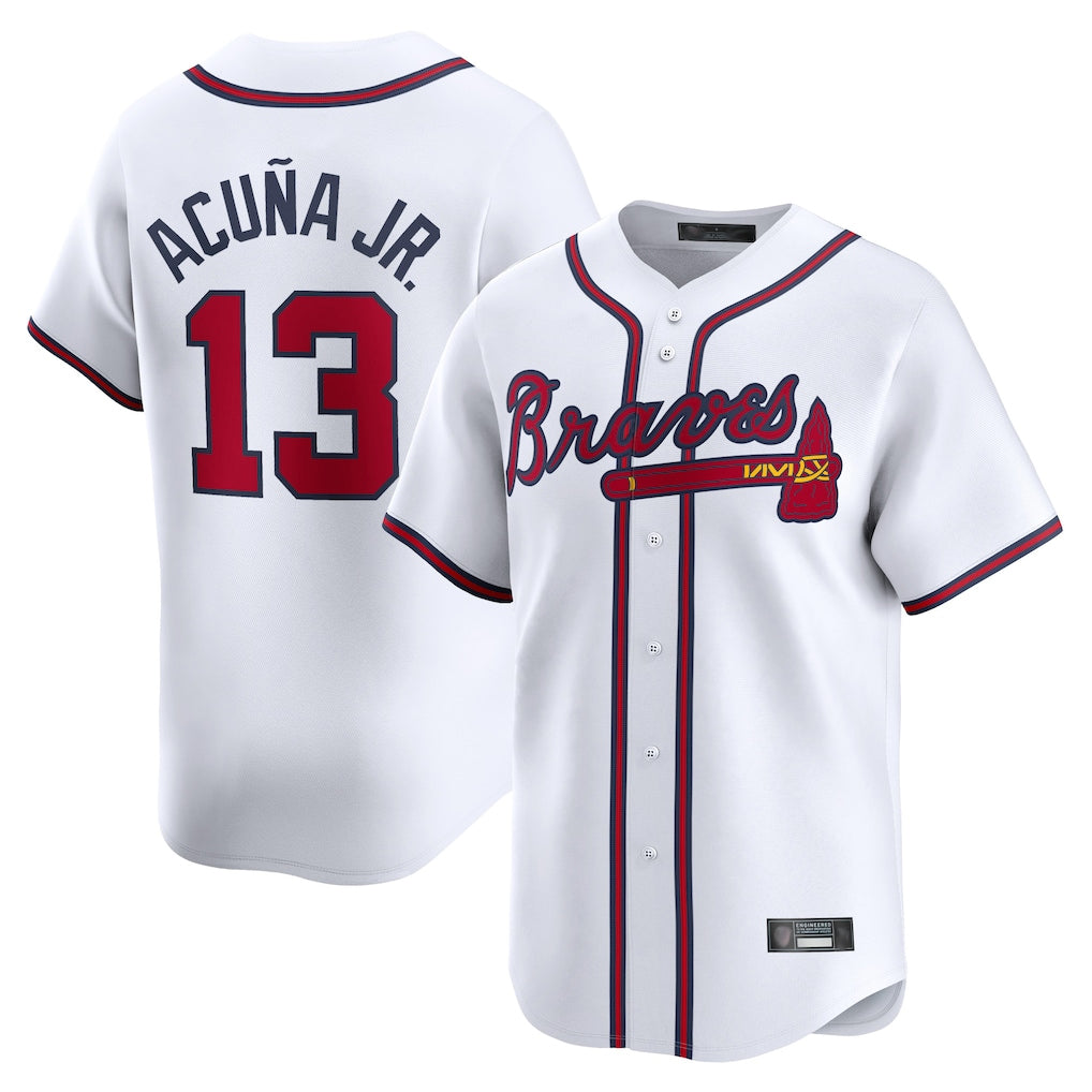 Friene A.Braves #13 Ronald Acuna Jr Player White Limited Home Game Stitched Jerseys