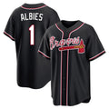 Friene A.Braves #1 Ozzie Albies Player Black Fashion Out Game Stitched Jerseys