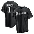 Friene A.Braves #1 Ozzie Albies Player Black Home Game Stitched Jerseys