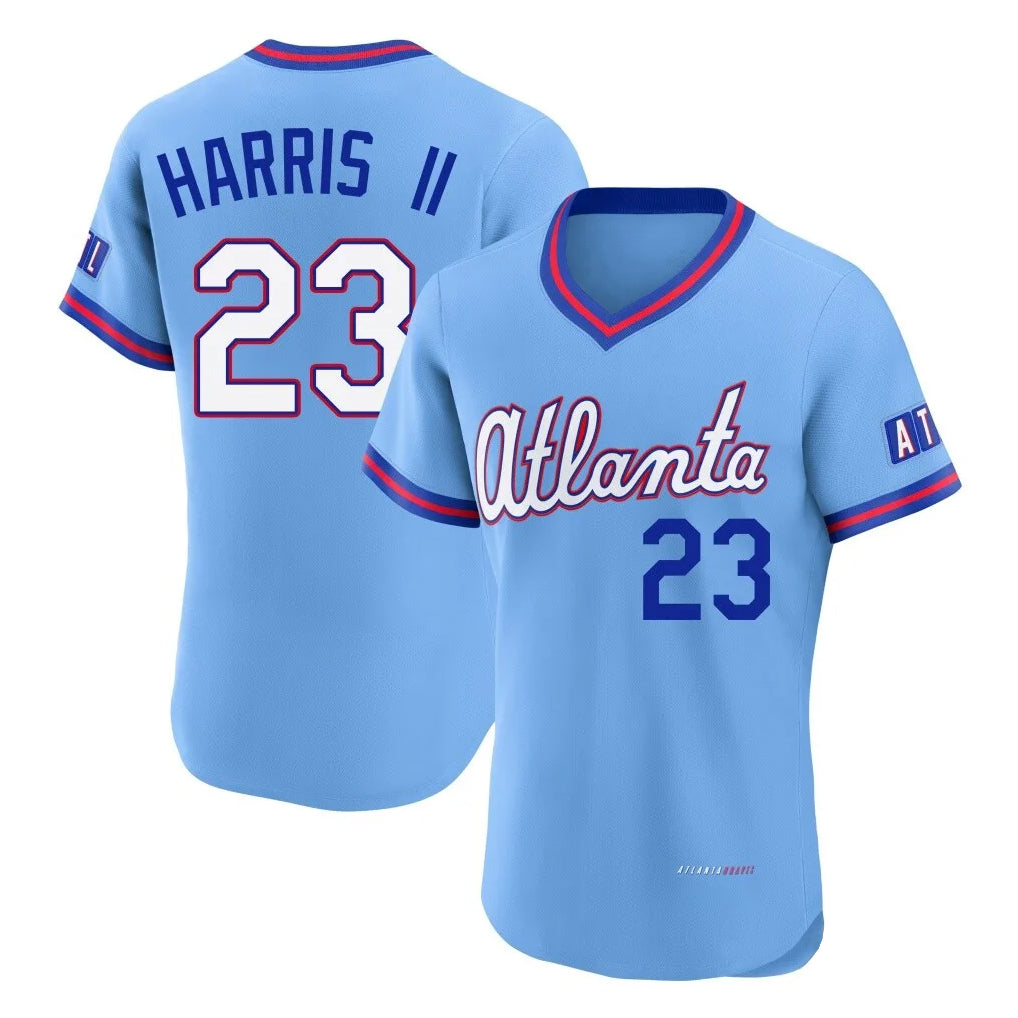 Friene A.Braves #23 Michael Harris II Player Powder Blue 2026 City Connect T-shirt Limited Elite Home Game Stitched Jerseys