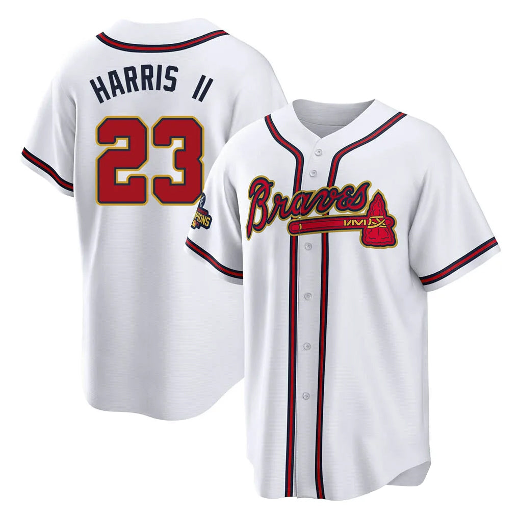 Friene A.Braves #23 Michael Harris II Player White Gold Home Game Stitched Jerseys
