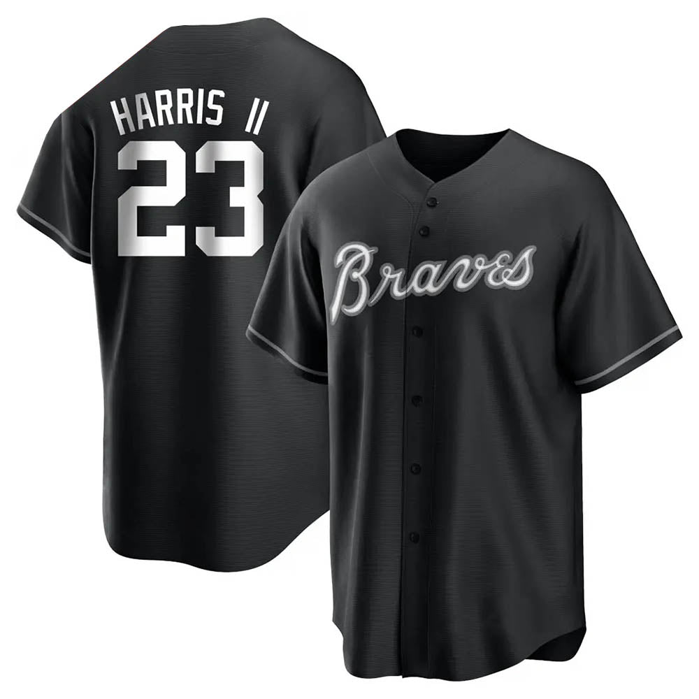 Friene A.Braves #23 Michael Harris II player Black&White Replica Stitched Jerseys