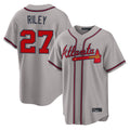 Friene A.Braves #27 Austin Riley Player Gray Home Game Stitched Jerseys