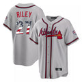 Friene A.Braves #27 Austin Riley Player Gray USA 250 Fourth Of July Limited Home Game Stitched Jerseys