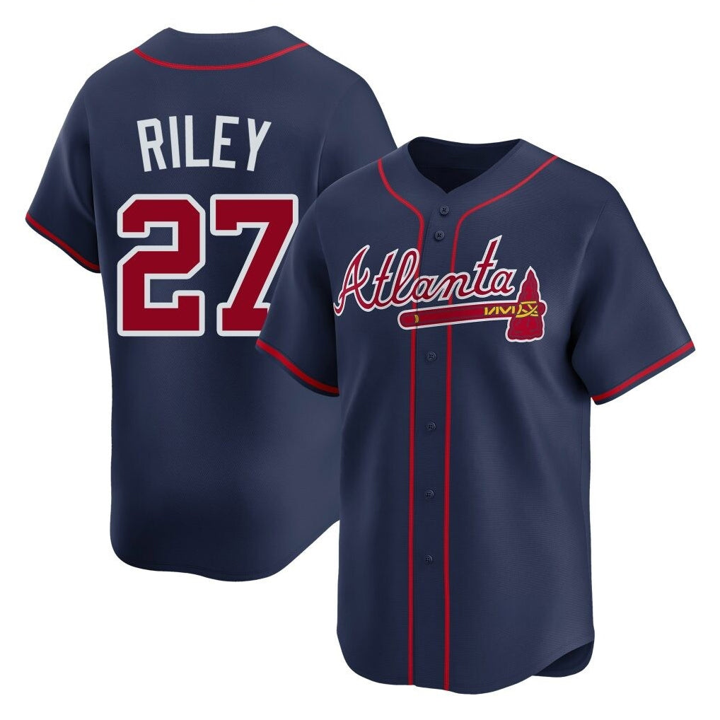 Friene A.Braves #27 Austin Riley Player Navy Limited Home Game Stitched Jerseys