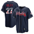Friene A.Braves #27 Austin Riley Player Navy USA 250 Fourth Of July Limited Home Game Stitched Jerseys