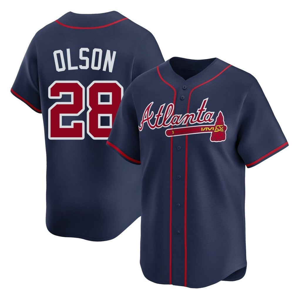 Friene A.Braves #28 Matt Olson Player Navy Limited Home Game Stitched Jerseys