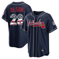 Friene A.Braves #28 Matt Olson Player Navy USA 250 Fourth Of July Limited Home Game Stitched Jerseys
