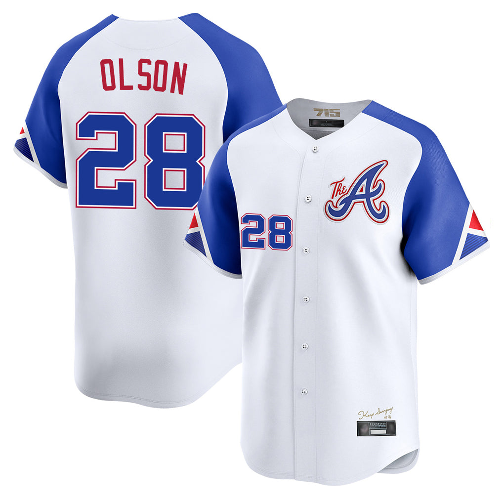 Friene A.Braves #28 Matt Olson Player White City Connect Limited Home Game Stitched Jerseys