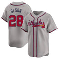 Friene A.Braves #28 Matt Olson player Gray Limited Away Stitched Jerseys