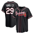 Friene A.Braves #29 John Smoltz Player Black Fashion Out Game Stitched Jerseys