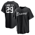 Friene A.Braves #29 John Smoltz Player Black Home Game Stitched Jerseys