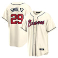 Friene A.Braves #29 John Smoltz Player Cream Home Game Stitched Jerseys