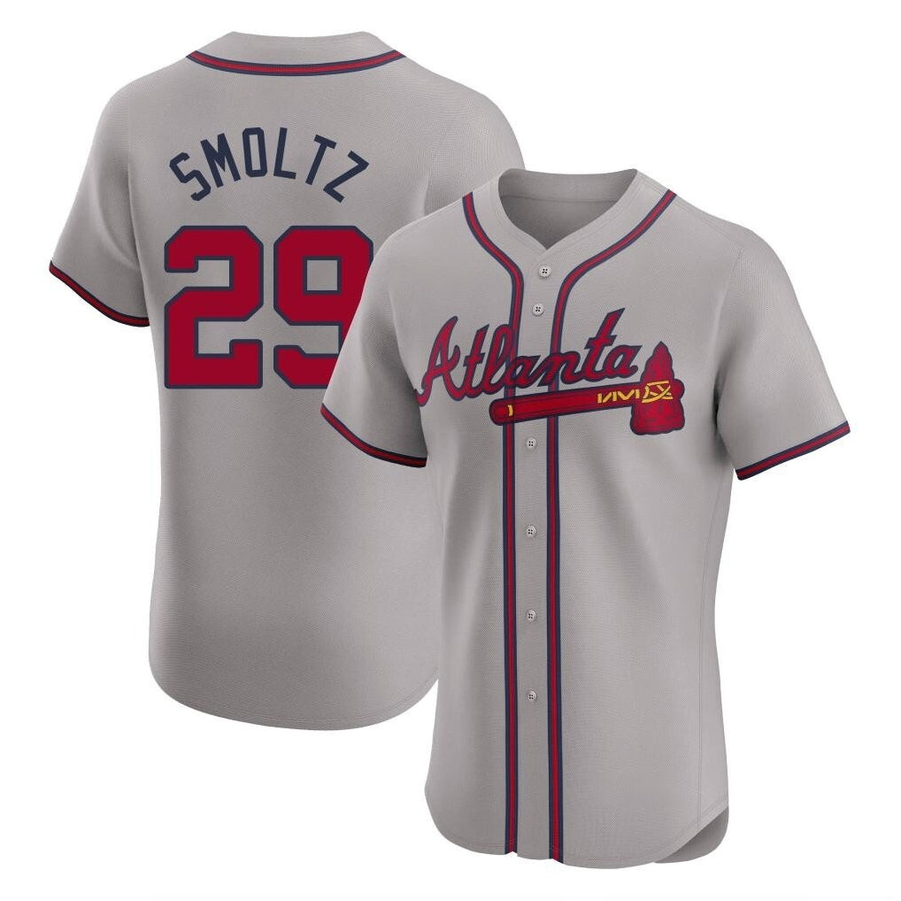 Friene A.Braves #29 John Smoltz Player Gray Limited Elite Home Game Stitched Jerseys