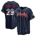 Friene A.Braves #29 John Smoltz Player Navy USA 250 Fourth Of July Limited Home Game Stitched Jerseys