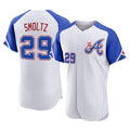 Friene A.Braves #29 John Smoltz Player White City Connect Limited Elite Home Game Stitched Jerseys
