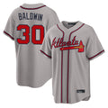 Friene A.Braves #30 Drake Baldwin Player Gray Home Game Stitched Jerseys