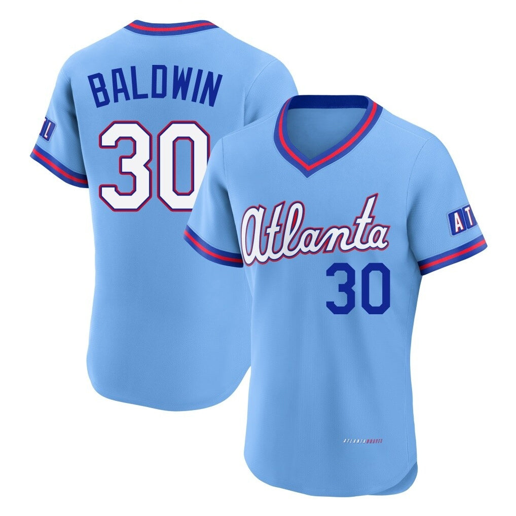 Friene A.Braves #30 Drake Baldwin Player Powder Blue 2026 City Connect T-shirt Limited Elite Home Game Stitched Jerseys