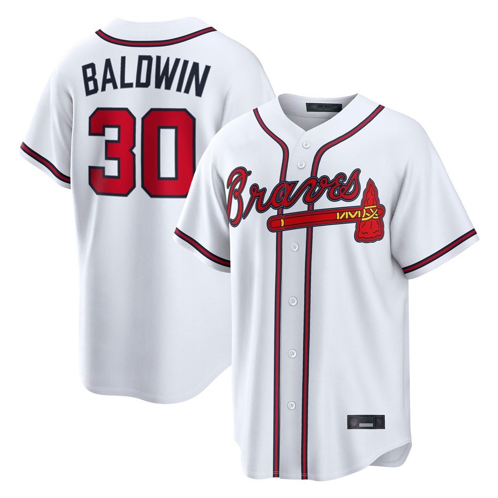 Friene A.Braves #30 Drake Baldwin Player White Home Game Stitched Jerseys