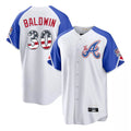 Friene A.Braves #30 Drake Baldwin Player White USA 250 Fourth Of July City Connect Home Game Stitched Jerseys
