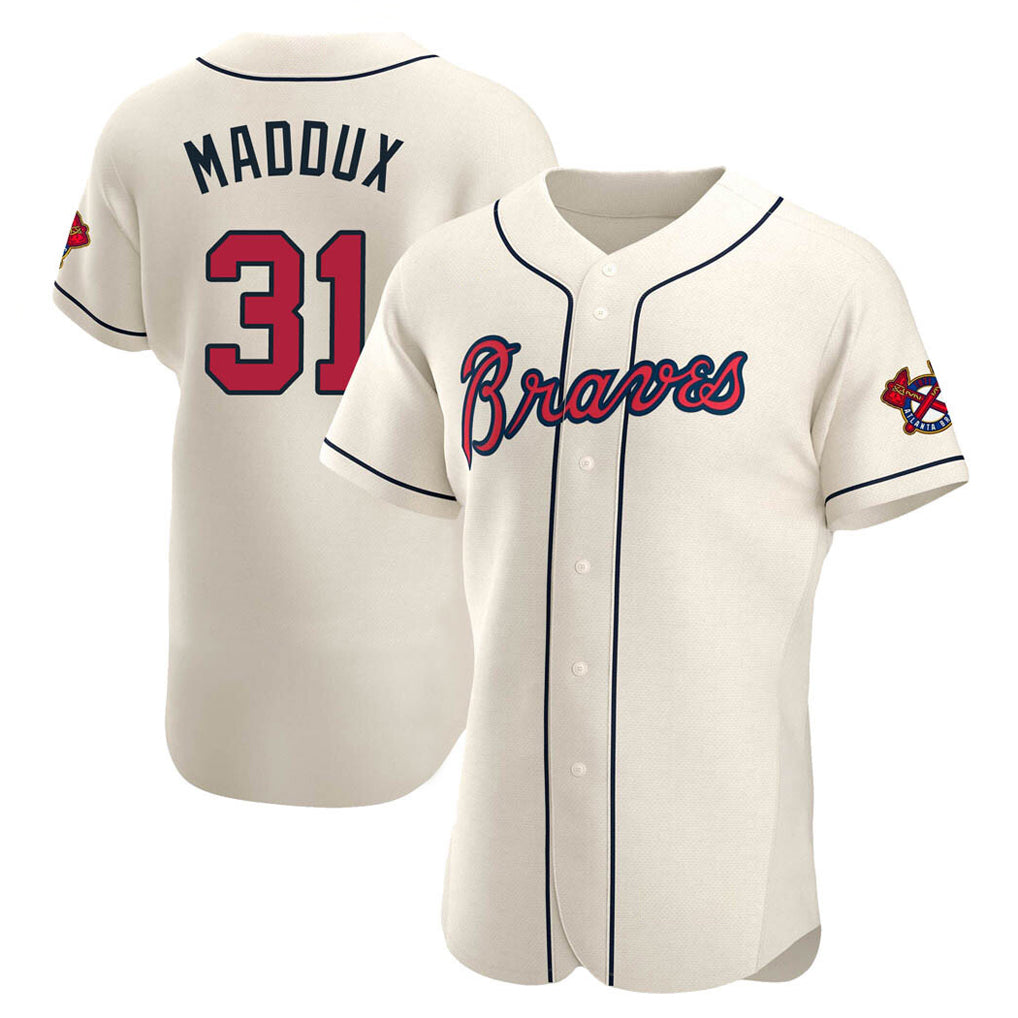Friene A.Braves #31 Greg Maddux Player Cream Limited Elite Home Game Stitched Jerseys