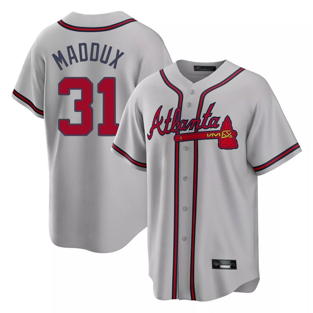 Friene A.Braves #31 Greg Maddux Player Gray Home Game Stitched Jerseys