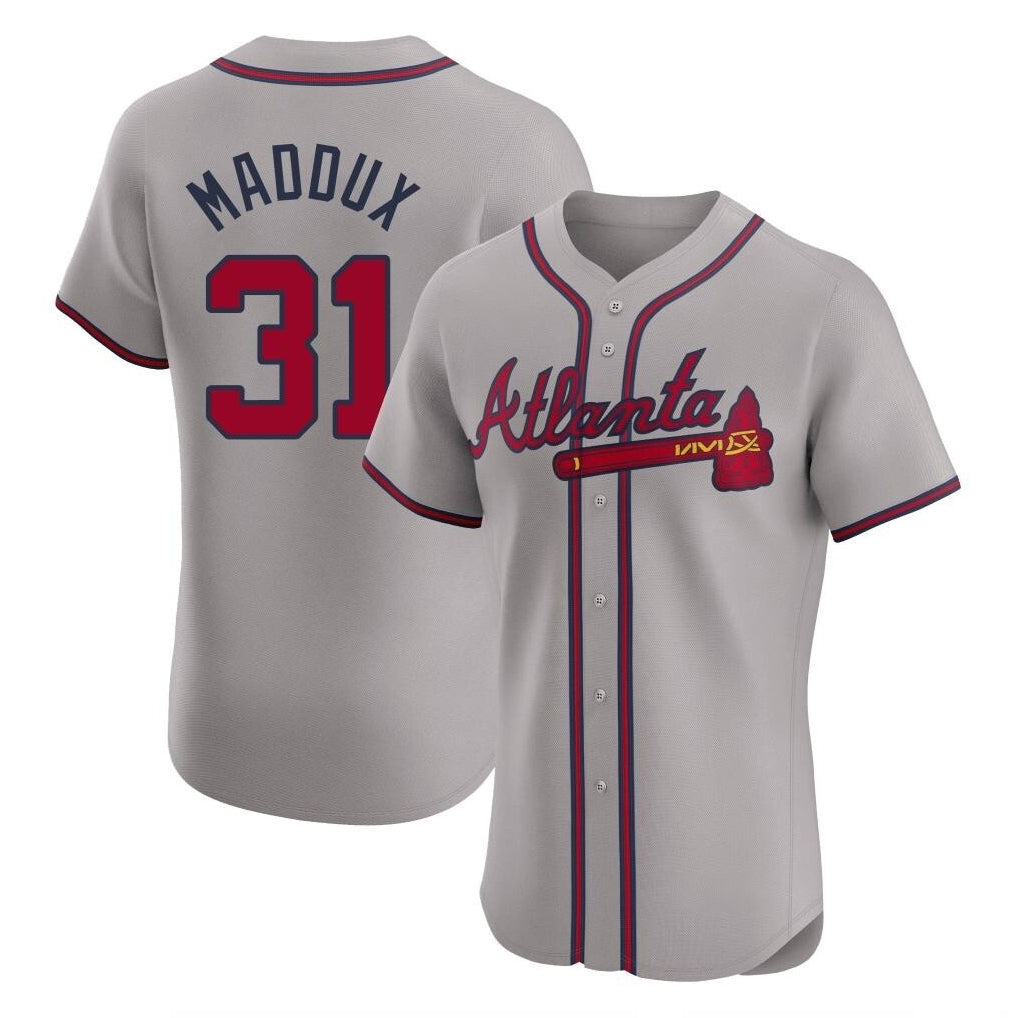 Friene A.Braves #31 Greg Maddux Player Gray Limited Elite Home Game Stitched Jerseys