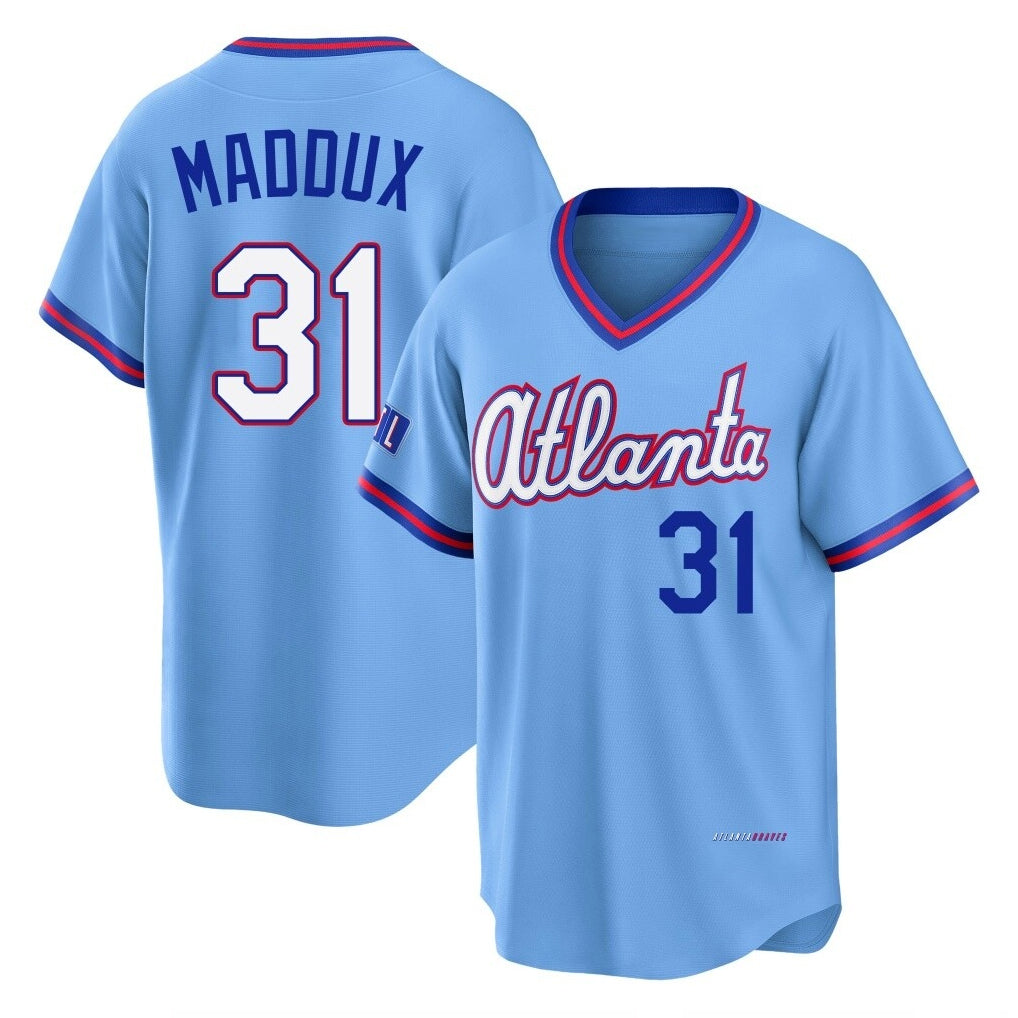 Friene A.Braves #31 Greg Maddux Player Powder Blue 2026 City Connect T-shirt Home Game Stitched Jerseys