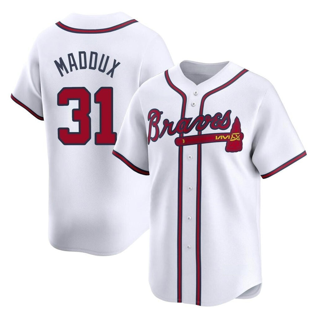 Friene A.Braves #31 Greg Maddux Player White Limited Home Game Stitched Jerseys