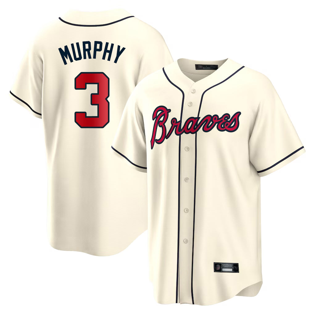 Friene A.Braves #3 Dale Murphy Player Cream Home Game Stitched Jerseys
