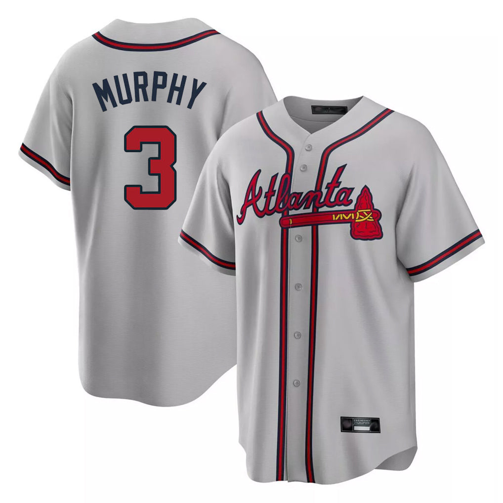 Friene A.Braves #3 Dale Murphy Player Gray Home Game Stitched Jerseys