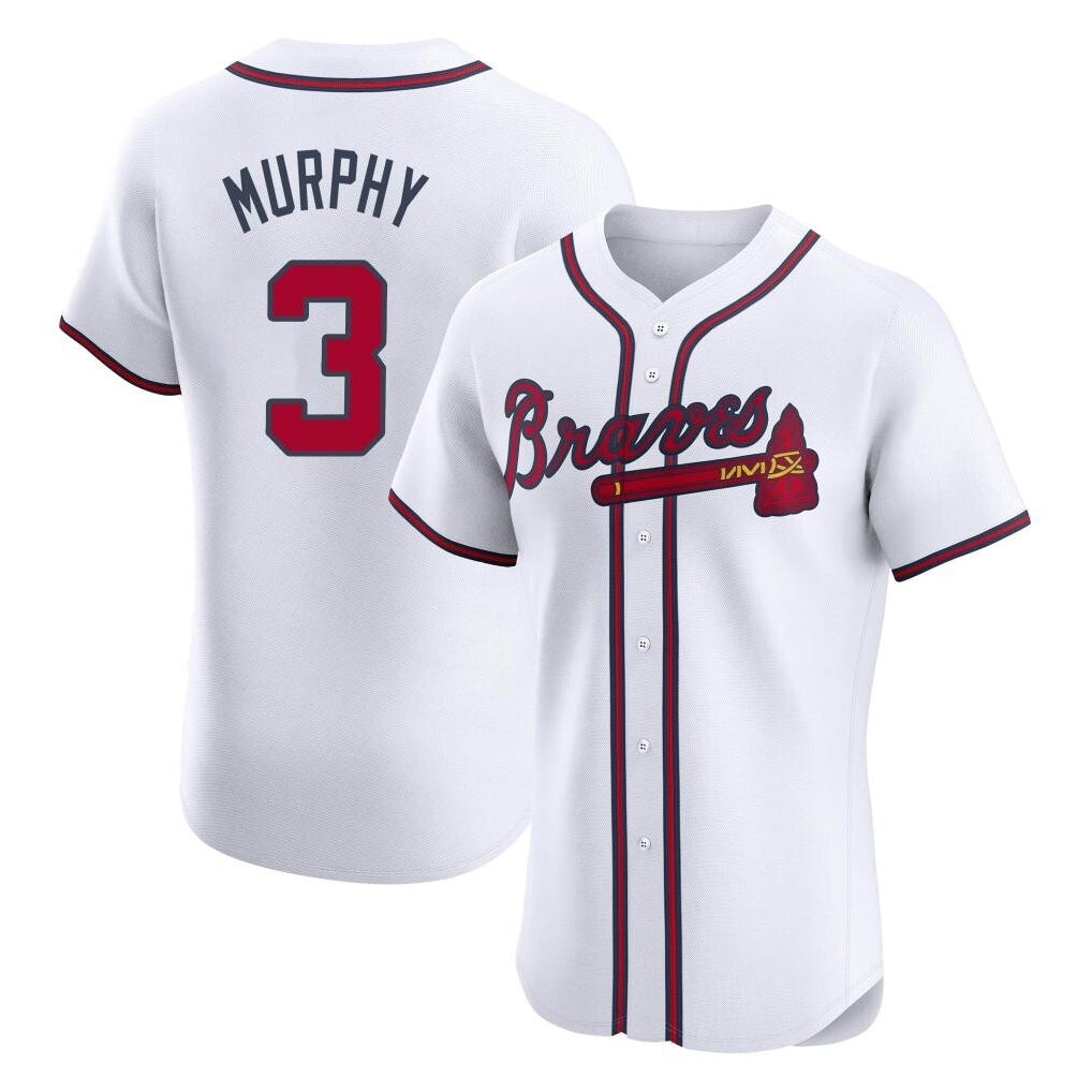Friene A.Braves #3 Dale Murphy Player White Limited Elite Home Game Stitched Jerseys