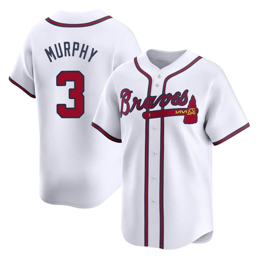 Friene A.Braves #3 Dale Murphy Player White Limited Home Game Stitched Jerseys