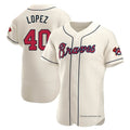 Friene A.Braves #40 Reynaldo Lopez player Cream Authentic Alternate Stitched Jerseys
