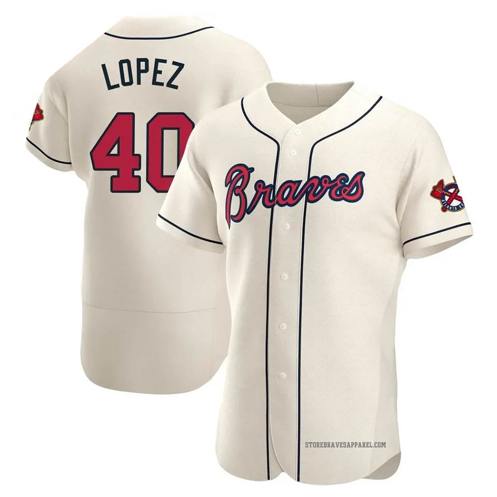 Friene A.Braves #40 Reynaldo Lopez player Cream Authentic Alternate Stitched Jerseys
