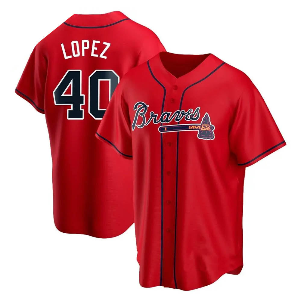 Friene A.Braves #40 Reynaldo Lopez player Red Replica Alternate Stitched Jerseys