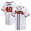 Friene A.Braves #40 Reynaldo Lopez player White&Gold Replica Program Stitched Jerseys