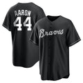 Friene A.Braves #44 Hank Aaron Player Black Home Game Stitched Jerseys