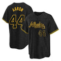 Friene A.Braves #44 Hank Aaron Player Black Snake Skin City Home Game Stitched Jerseys